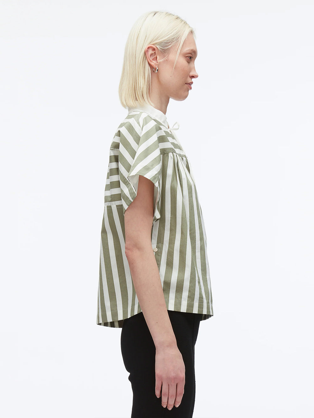Striped Open Neck Top with Ties (Thyme Multi)