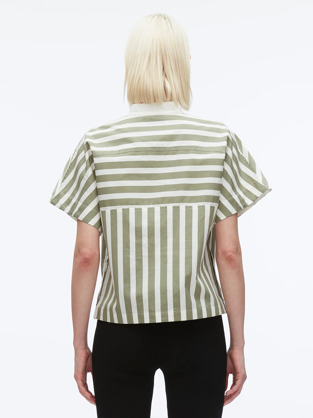 Striped Open Neck Top with Ties (Thyme Multi)