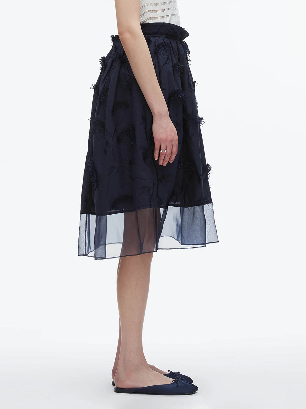 Fil Coupé Midi Skirt (Midnight)