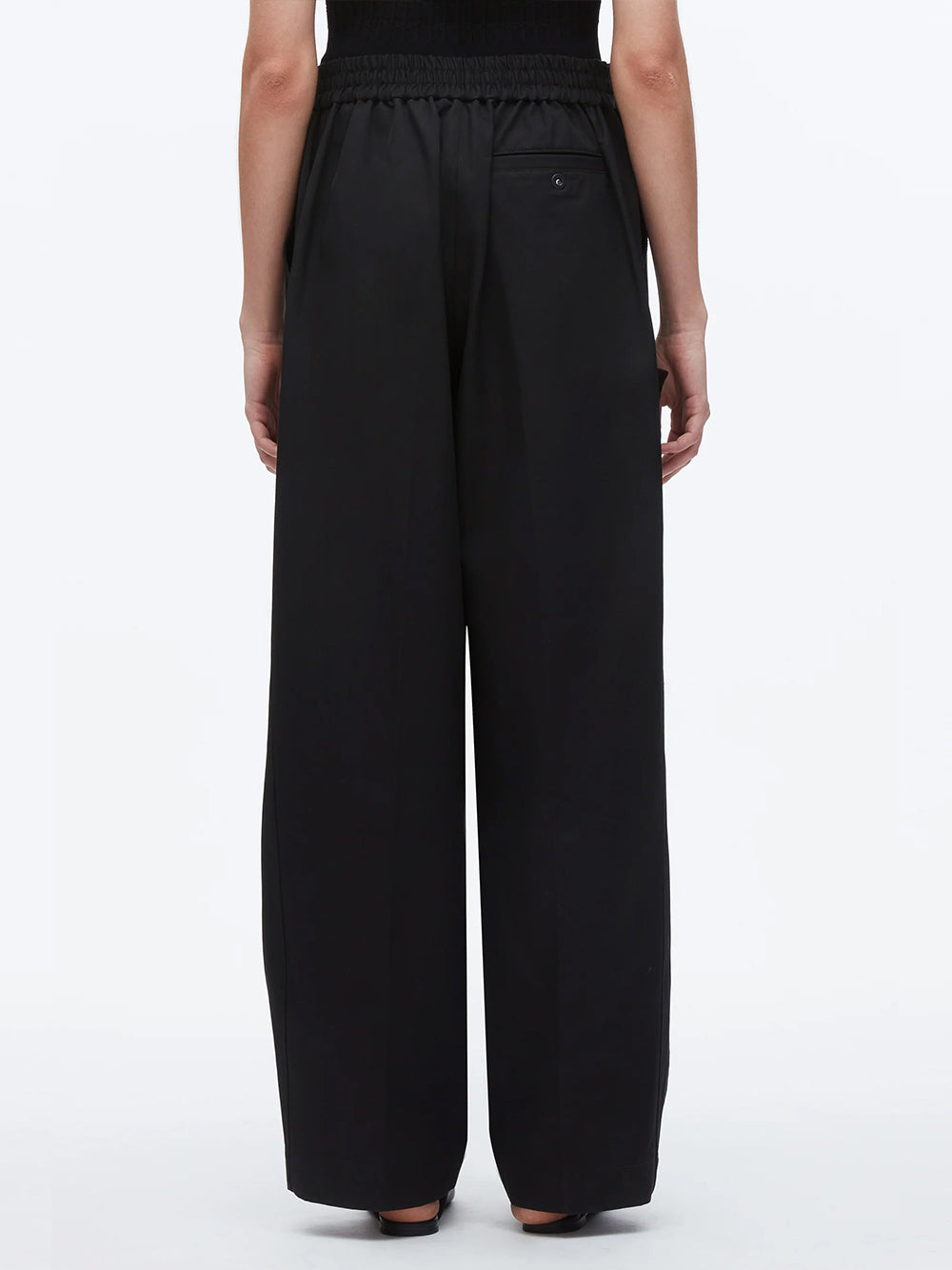 Zipper Detail Wide Leg Pants (Black)