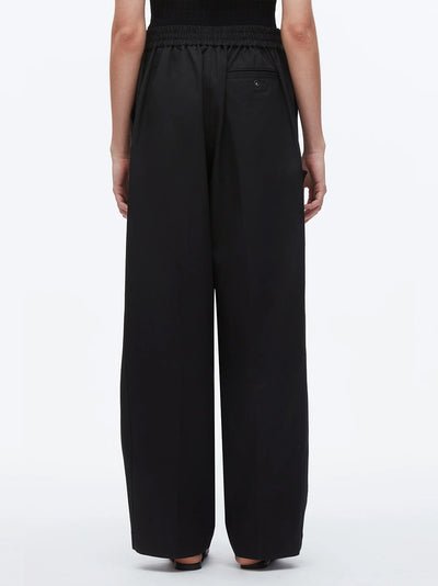 Zipper Detail Wide Leg Pants (Black)