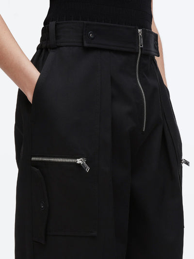 Zipper Detail Wide Leg Pants (Black)