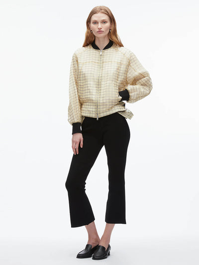 Plaid Organza Bomber Jacket (Hay Multi)