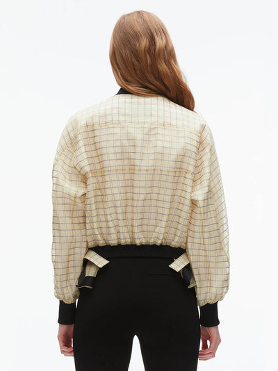 Plaid Organza Bomber Jacket (Hay Multi)