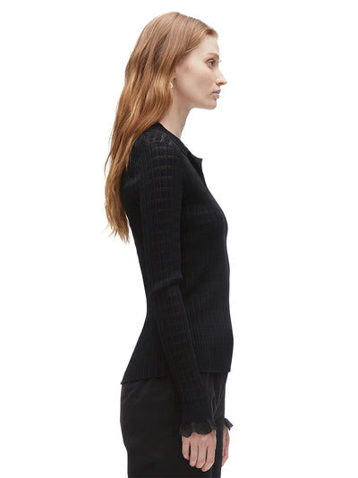 Shadow Stripe Pullover Polo (Black)