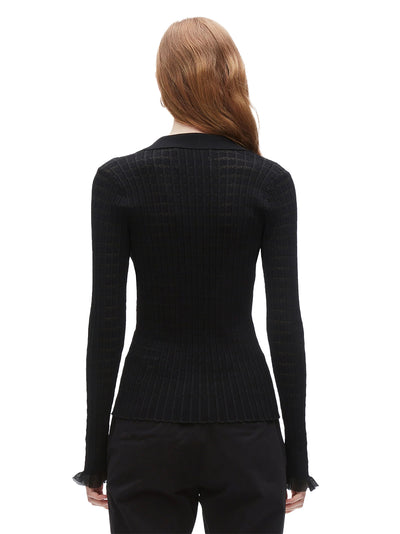 Shadow Stripe Pullover Polo (Black)