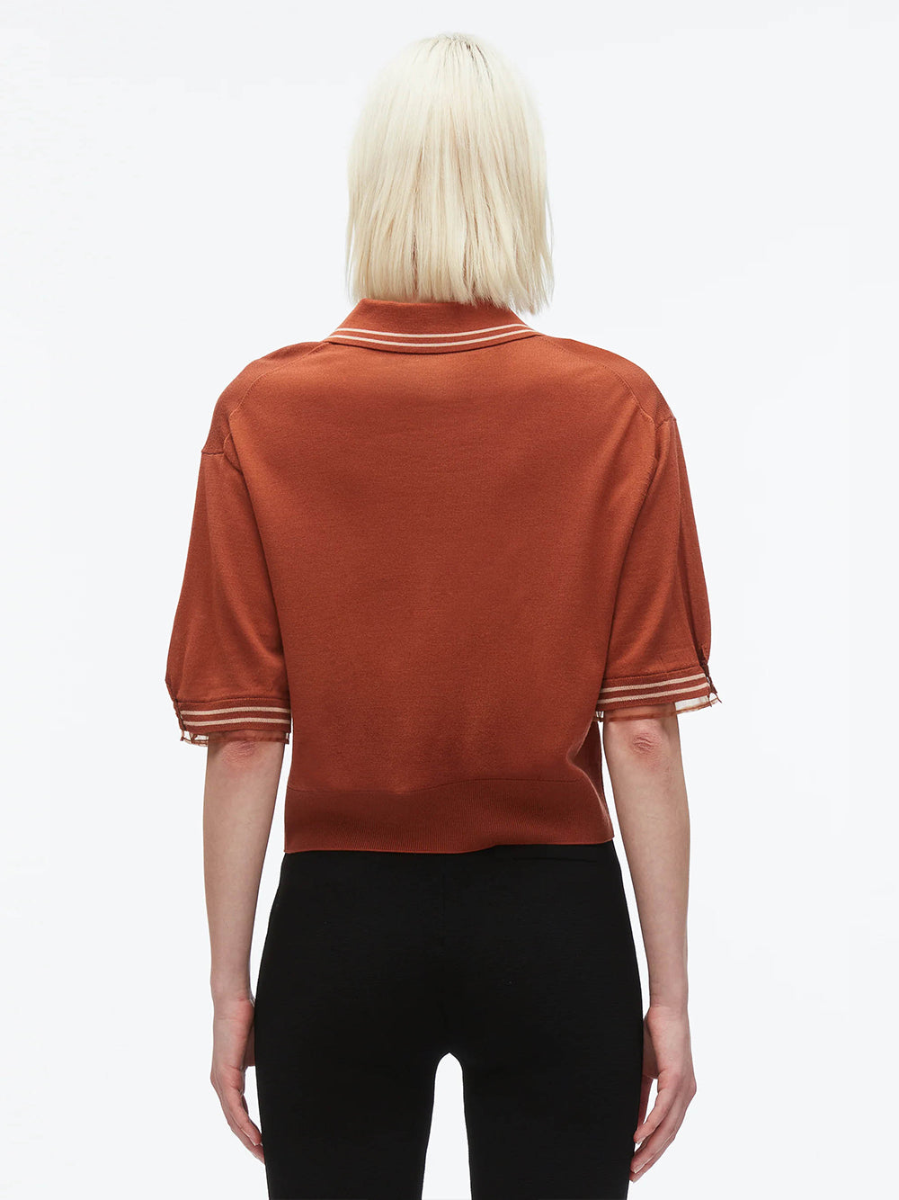 Cropped Polo With Organza (Brick)