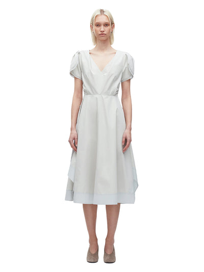 Tulip Sleeve V-Neck Dress (Glacier)