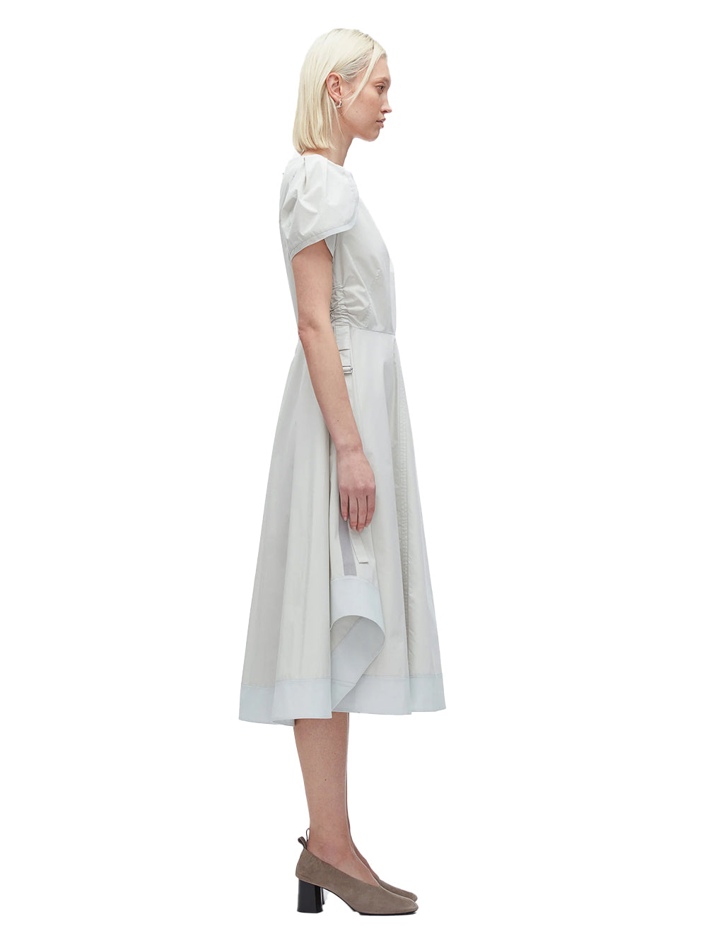 Tulip Sleeve V-Neck Dress (Glacier)