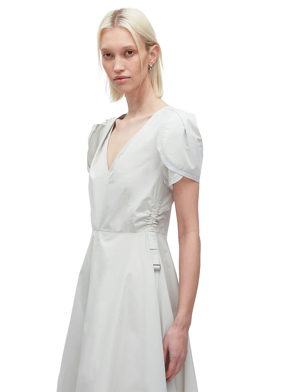 Tulip Sleeve V-Neck Dress (Glacier)