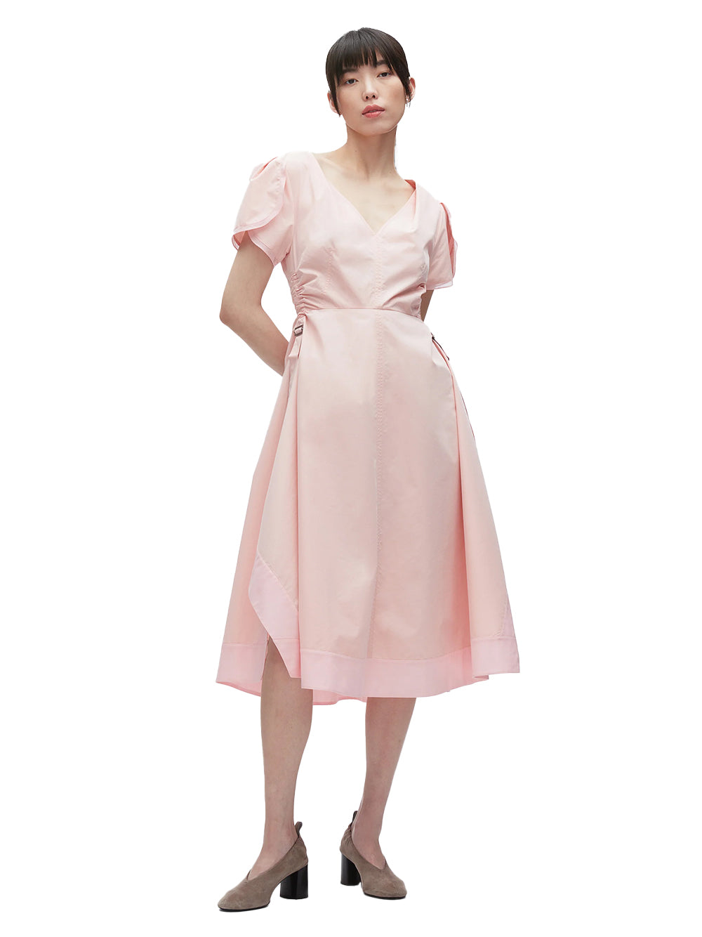 Tulip Sleeve V-Neck Dress (Petal)
