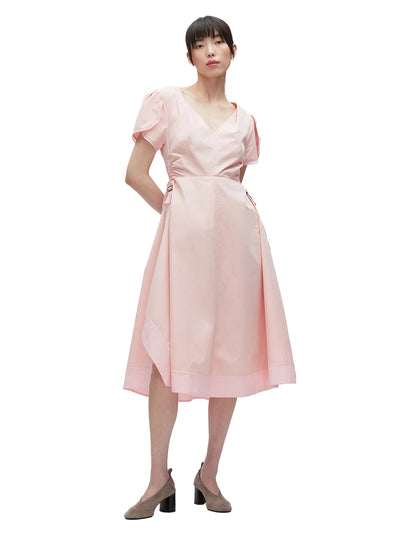 Tulip Sleeve V-Neck Dress (Petal)
