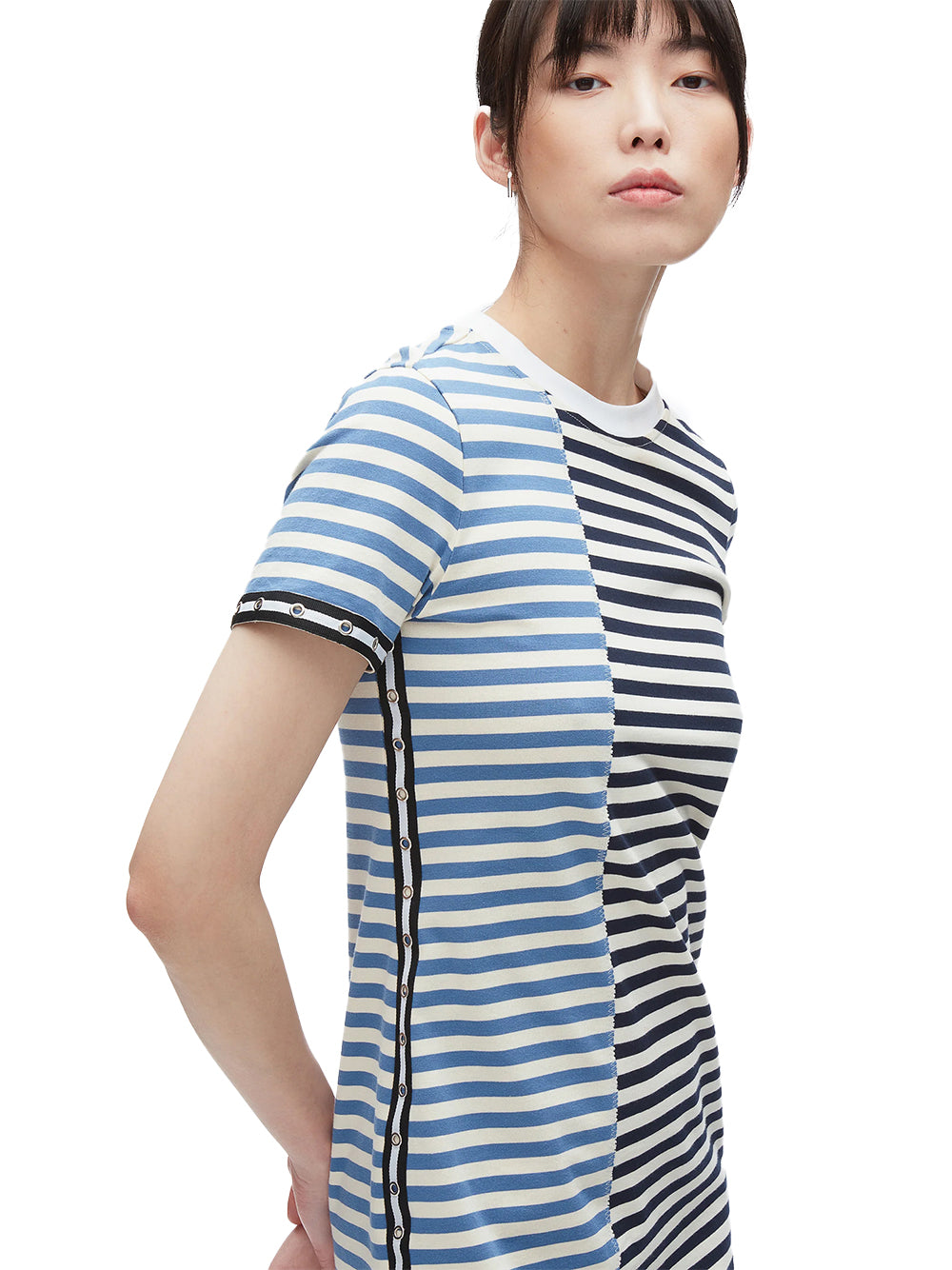 Patchwork Stripe T-Shirt Dress (Midnight Multi)