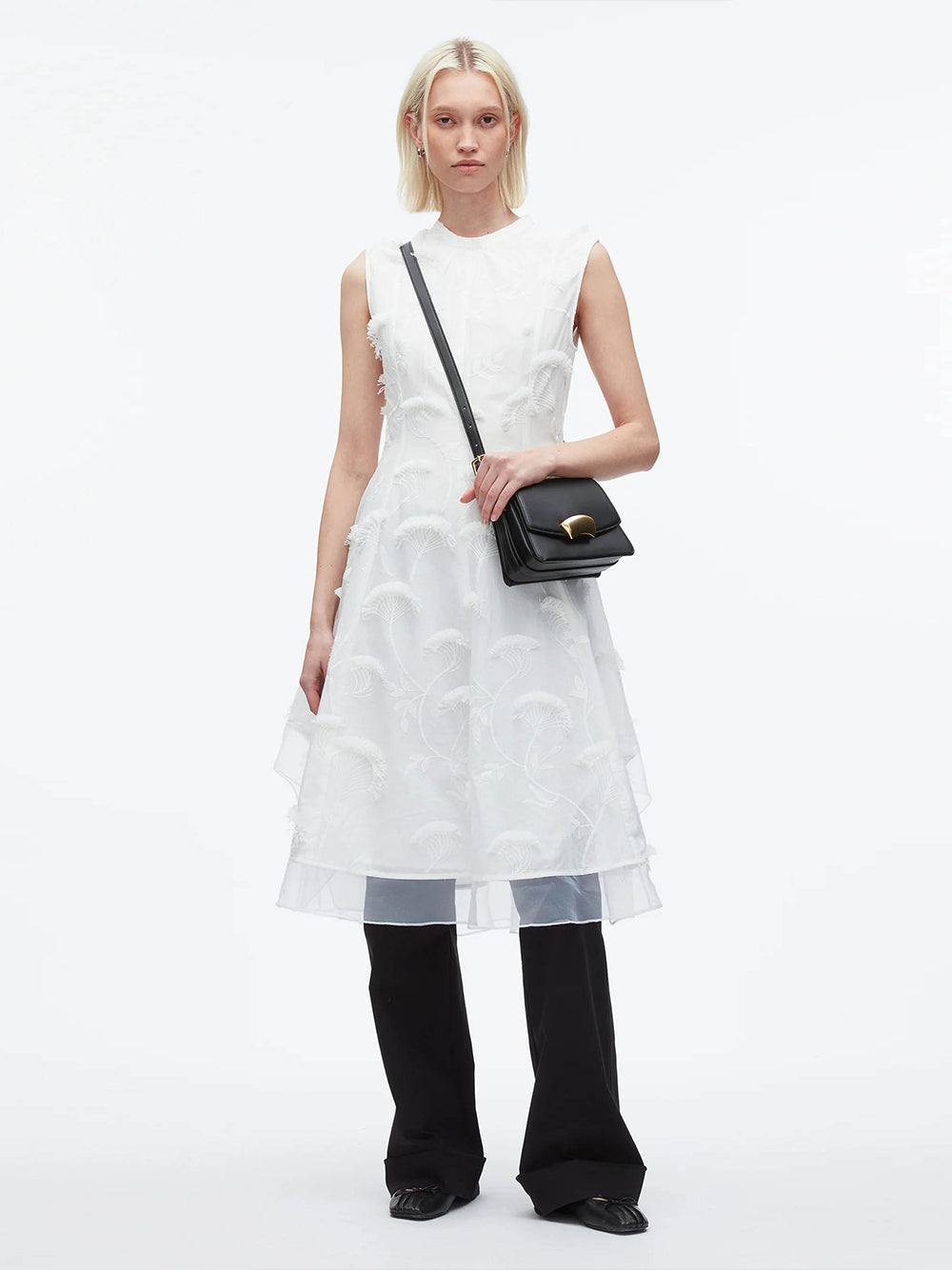 Fil Coupé Midi Dress (White)