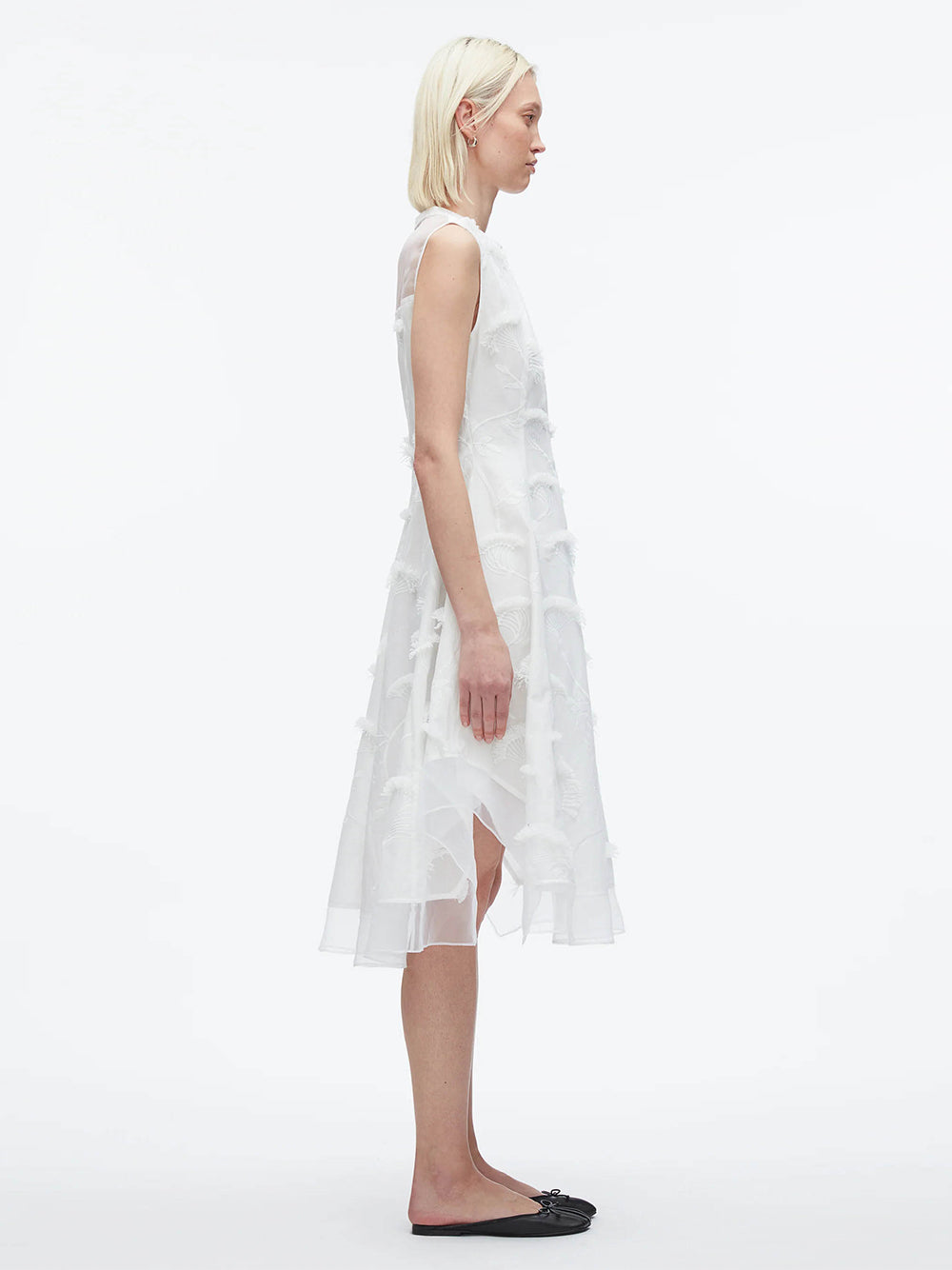 Fil Coupé Midi Dress (White)
