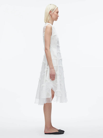 Fil Coupé Midi Dress (White)