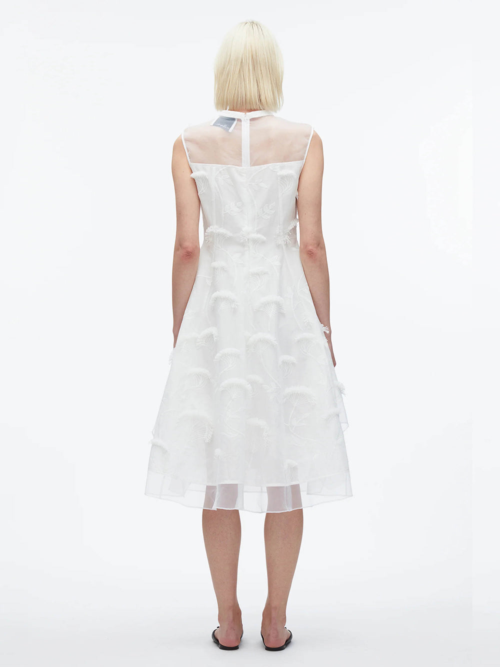 Fil Coupé Midi Dress (White)
