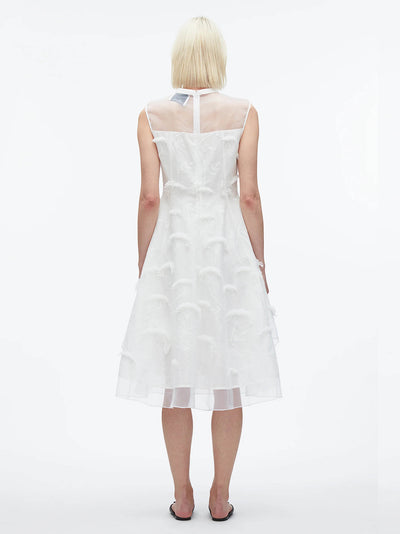 Fil Coupé Midi Dress (White)