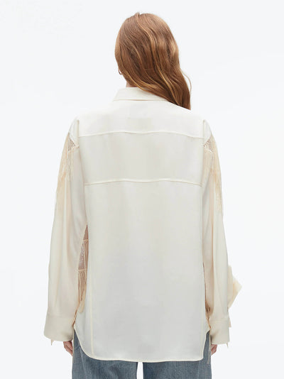Sequin Fringe Shirt with Cascade Drape (Champagne)