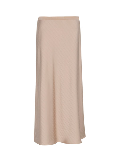 Jacquard Striped Midi Slip Skirt (Sandalwood)