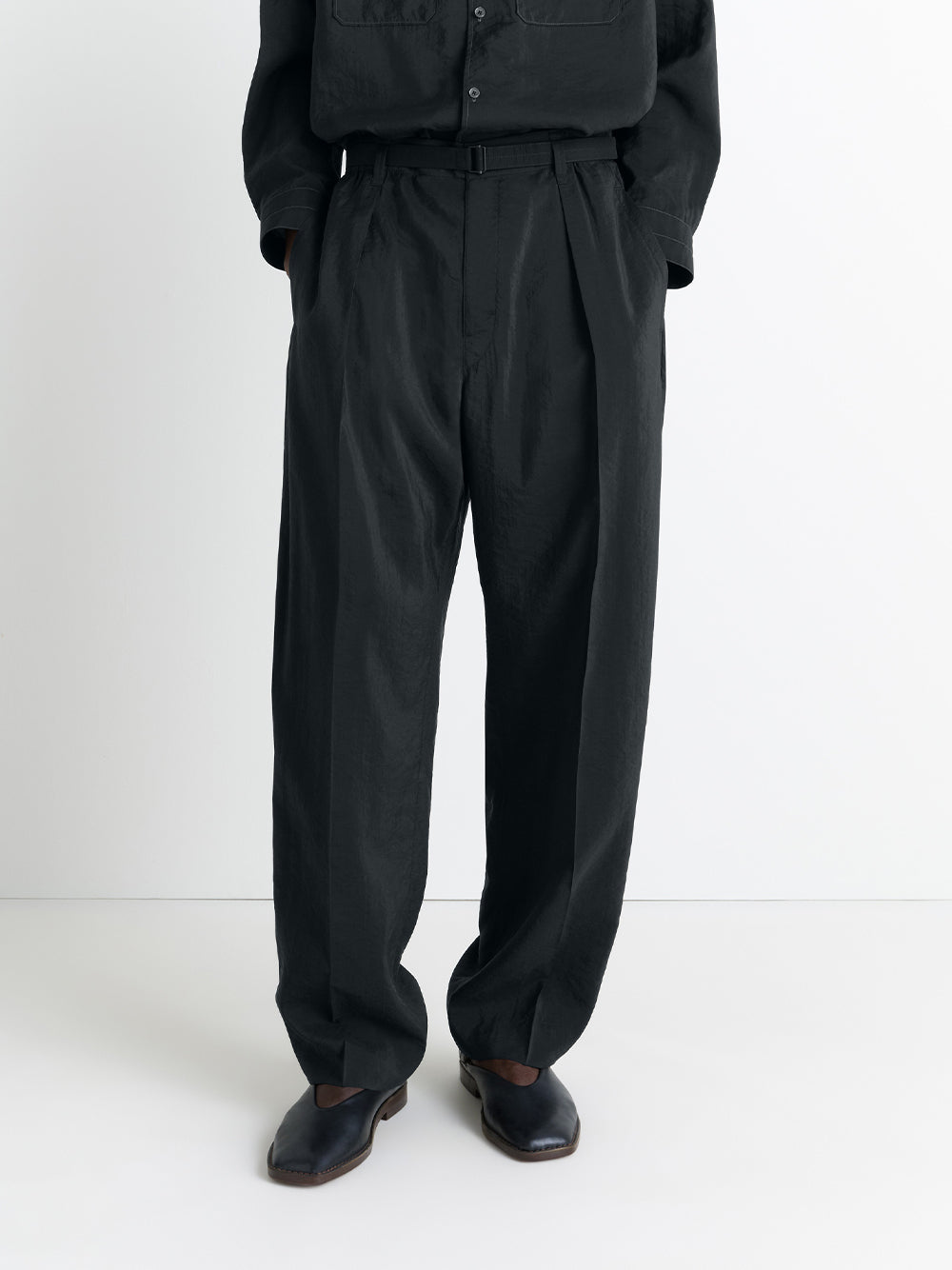 Belted Relaxed Pants Black