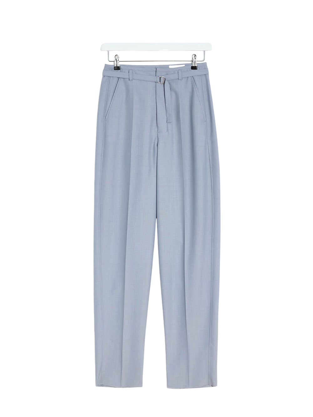 Belted Tailored Pants Blue Grey Melange