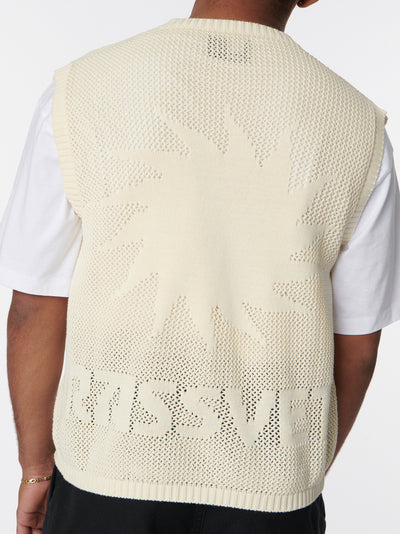 Loose Knit Wave Vest  Light Beige