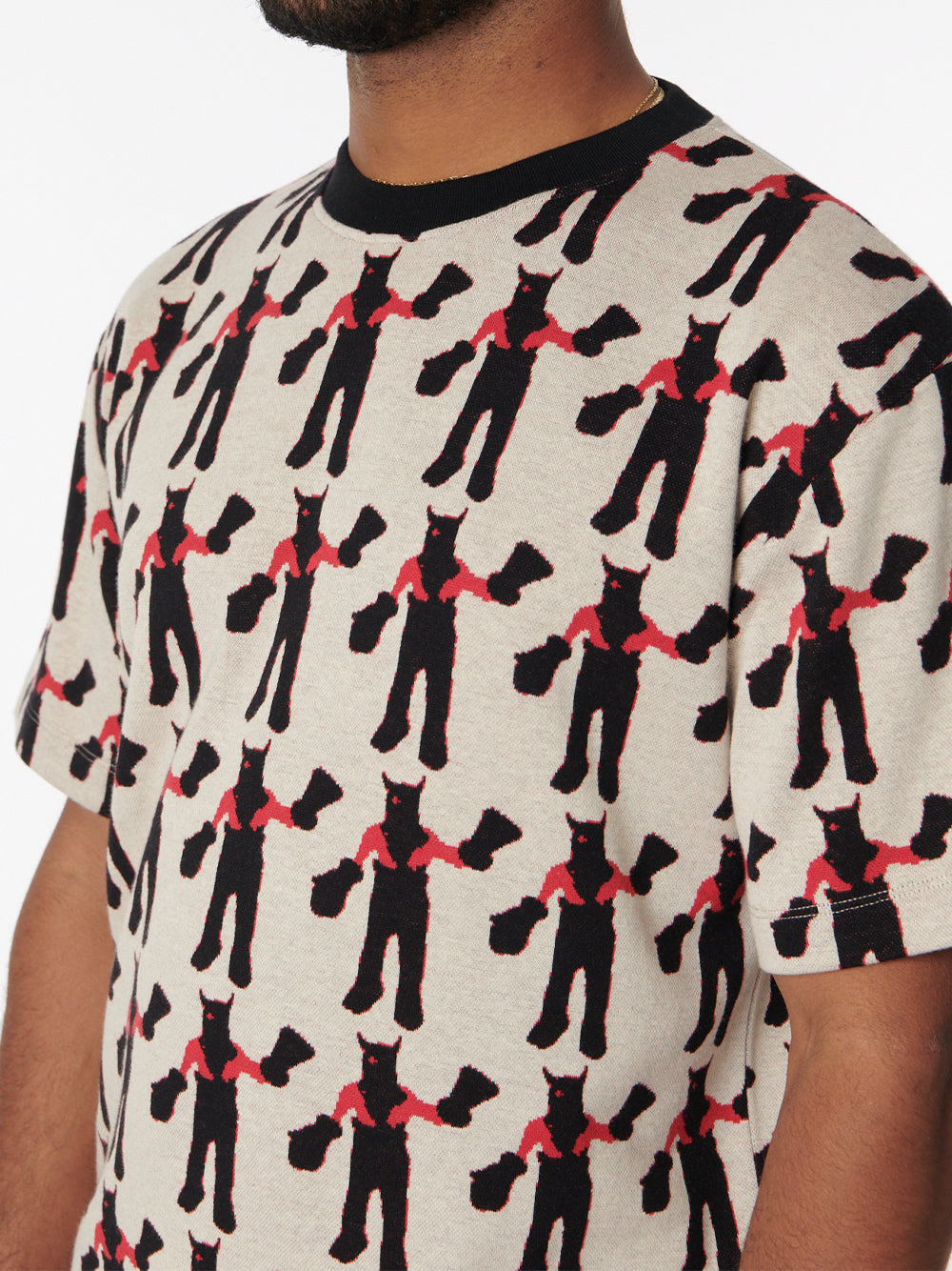 Devil Jaquard Knit Tee - Off White / Multi