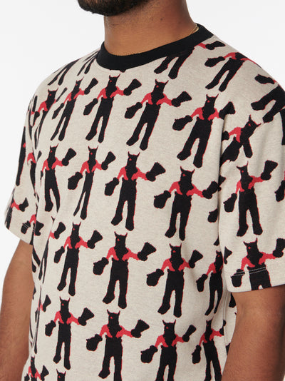 Devil Jaquard Knit Tee - Off White / Multi