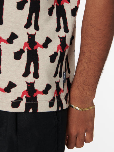 Devil Jaquard Knit Tee - Off White / Multi