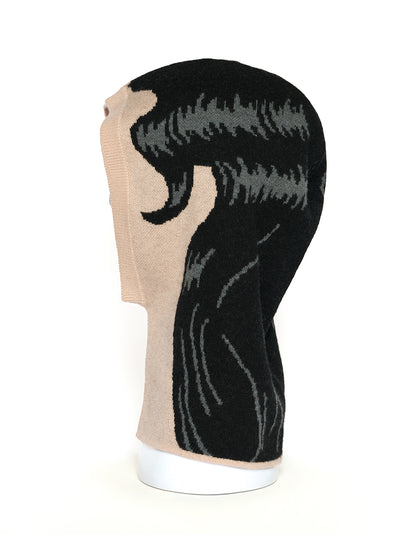 Hair Jacquard Balaclava Beige Black Gray