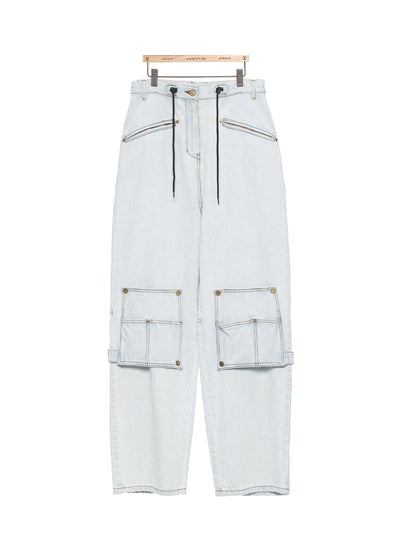 Detachable Pocket Cargo Pants Light Blue