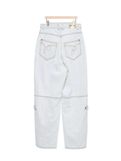 Detachable Pocket Cargo Pants Light Blue