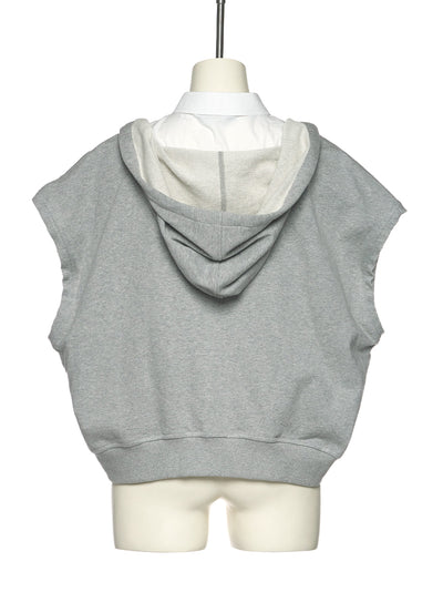 Shirt Layered Hoodie Sleeveless Jumper Grey