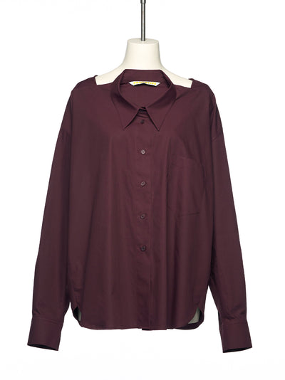 Movable Collar Shirt Wine