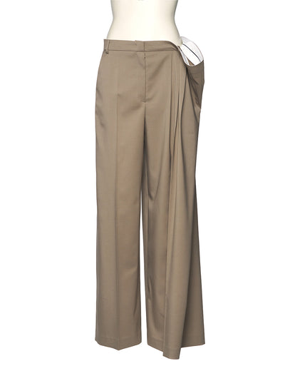 Side Detailed Asymmetric Pants Beige