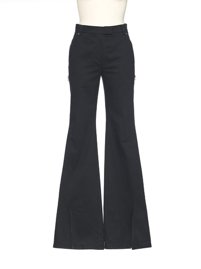 Hip Line Zip Pants Black