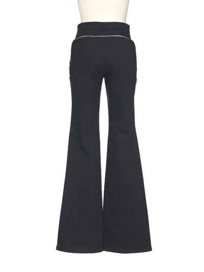 Hip Line Zip Pants Black