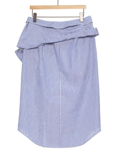 Stripe Shirt Layered Midi Skirt Blue Stripe