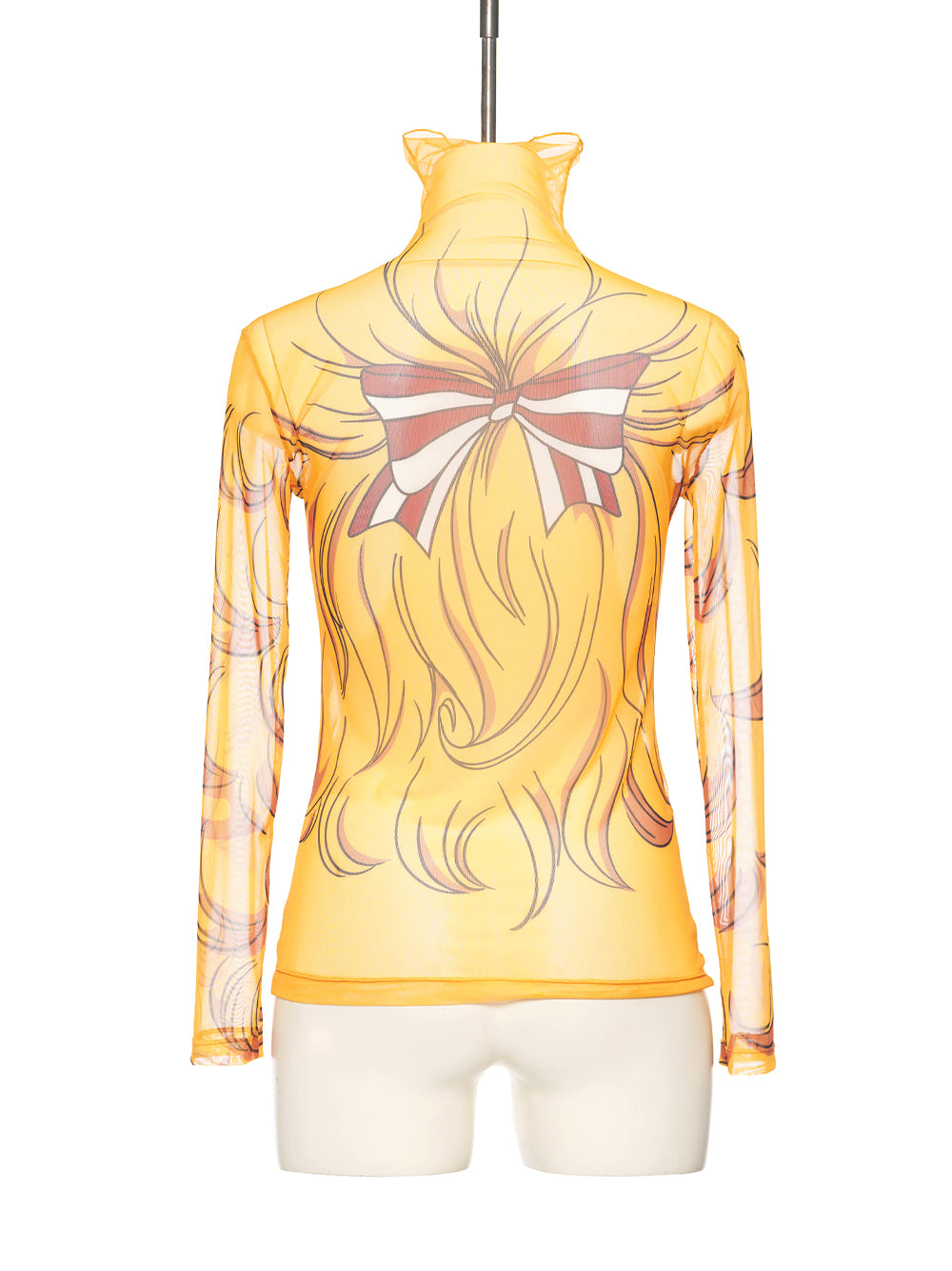 Crying Girl Mock Neck Mesh Top Yellow