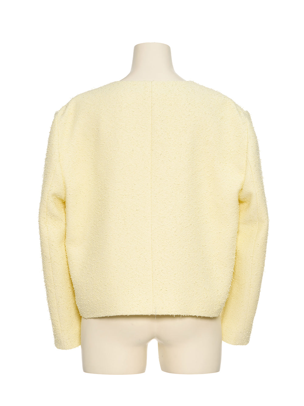 Collarless Tweed Jacket Yellow