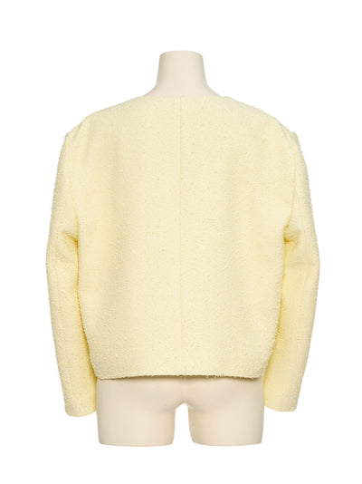 Collarless Tweed Jacket Yellow