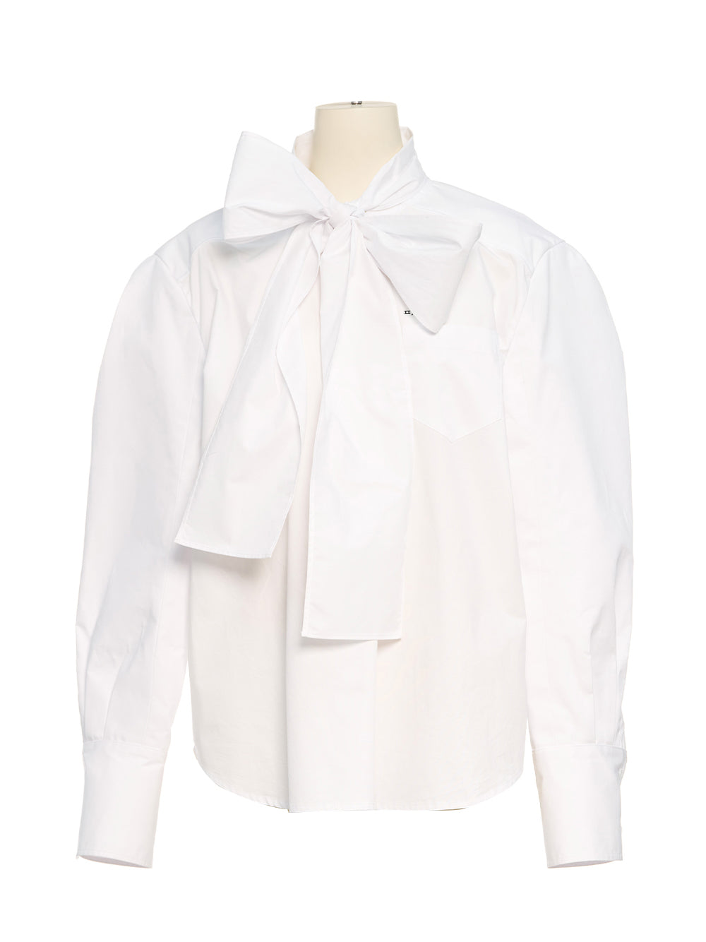 Neck Ribbon Tie Blouse White