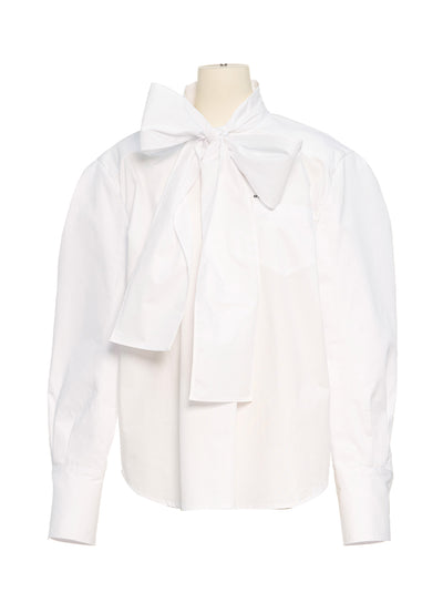 Neck Ribbon Tie Blouse White