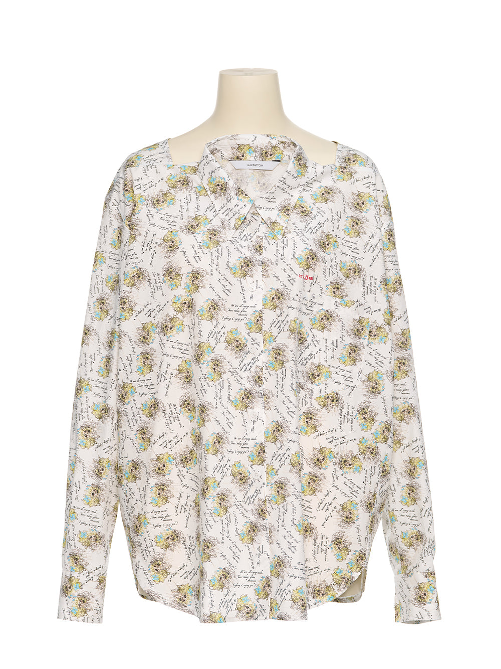 Crying Girl Print Movable Collar Shirt White Print