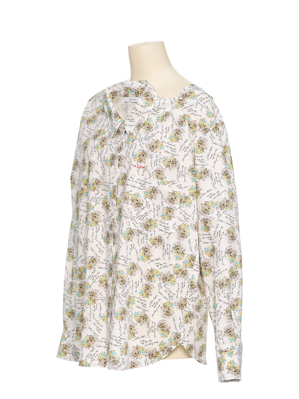 Crying Girl Print Movable Collar Shirt White Print