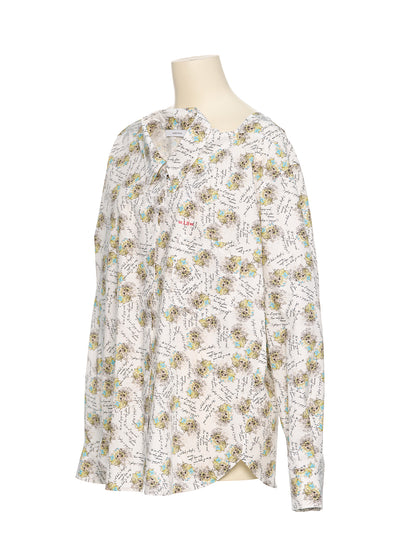 Crying Girl Print Movable Collar Shirt White Print