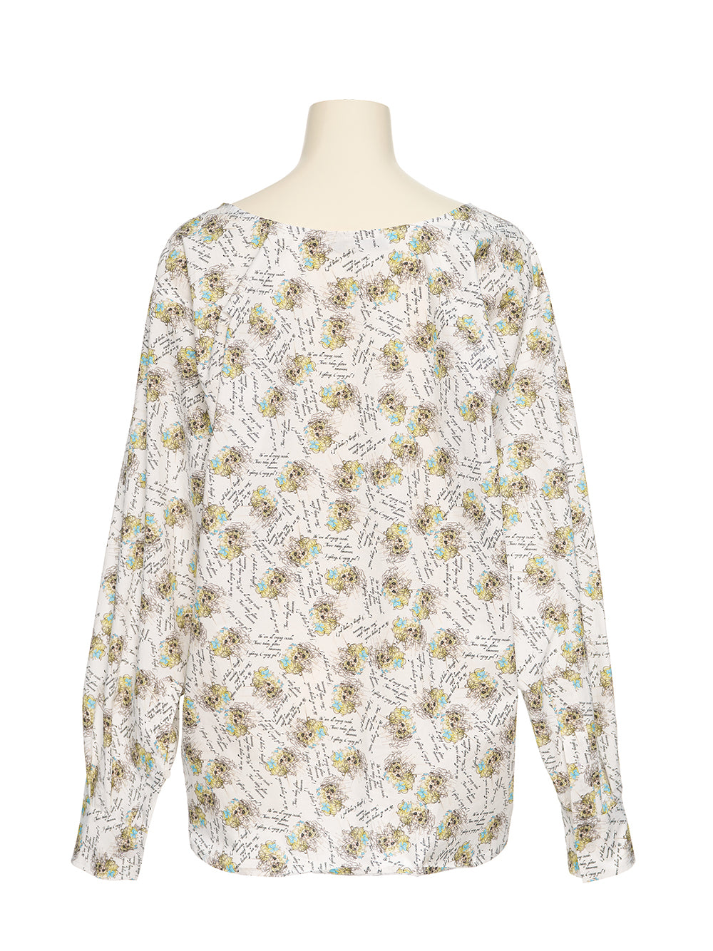 Crying Girl Print Movable Collar Shirt White Print