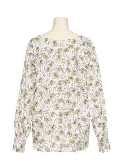 Crying Girl Print Movable Collar Shirt White Print