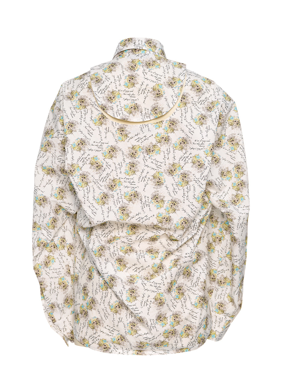 Crying Girl Print Movable Collar Shirt White Print